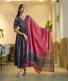 Navy Blue Colour Rayon Print Kurti With Bottom Dupatta Wholesale Online Aaradhna 2035